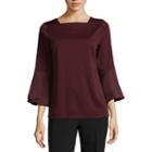 Worthington 3/4 Sleeve Square Neck T-shirt-womens
