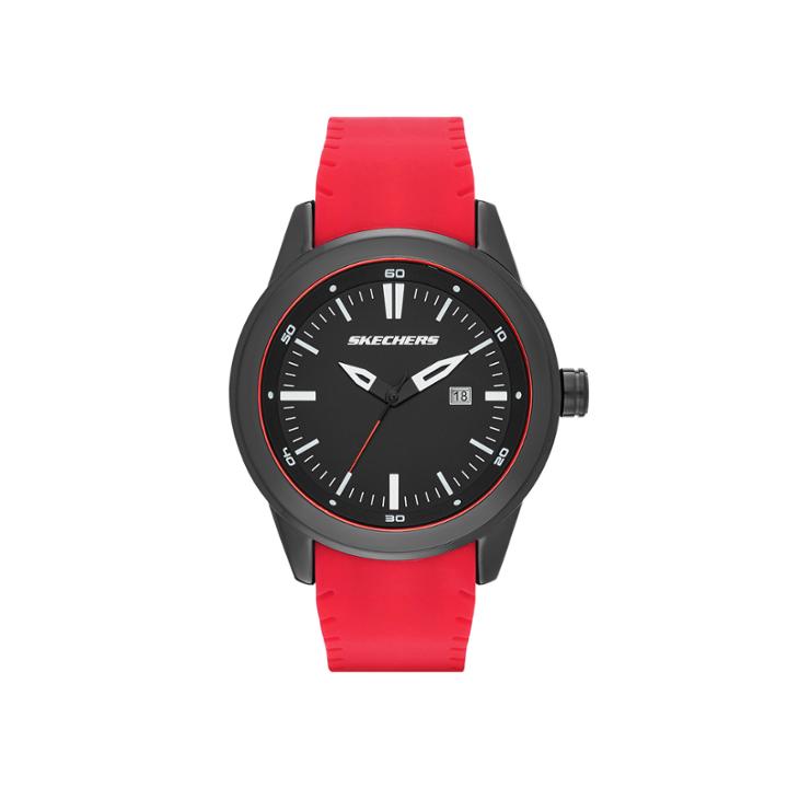 Skechers Mens Red And Black Double-sided Silicone Strap Watch