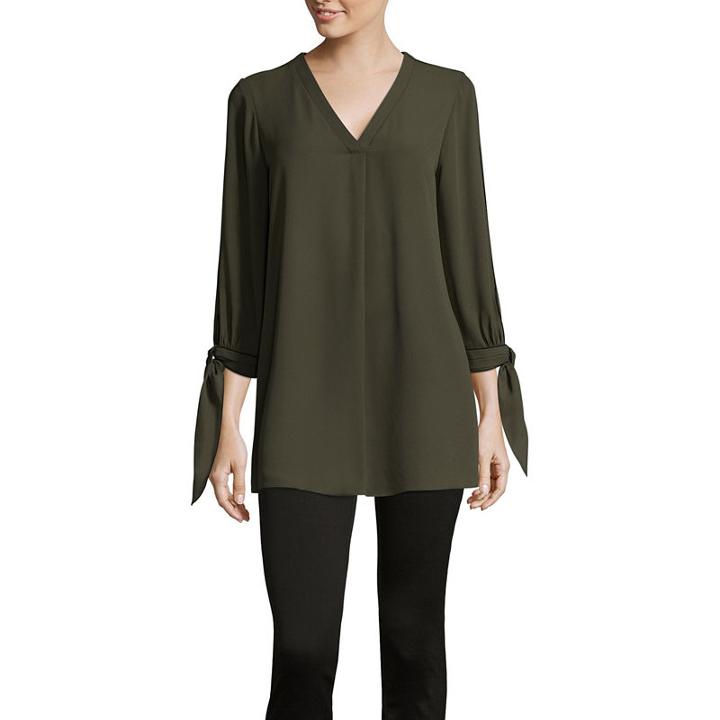 Worthington 3/4sleeve V Neck Tunic Top - Tall