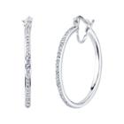 White Crystal Sterling Silver Hoop Earrings