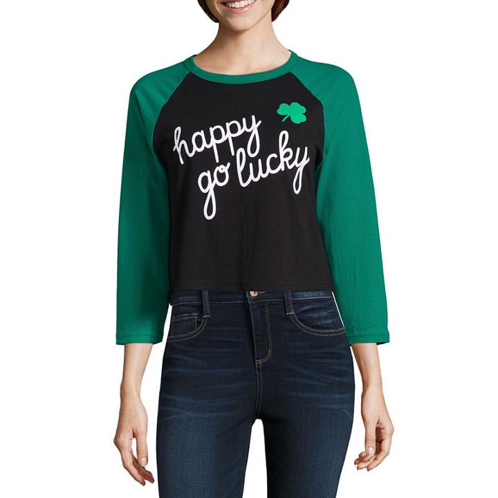 City Streets 3/4 Sleeve Crew Neck Graphic T-shirt-juniors
