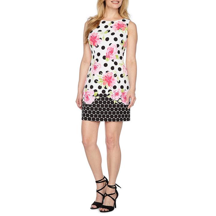 R & K Originals Sleeveless Floral Shift Dress-petites