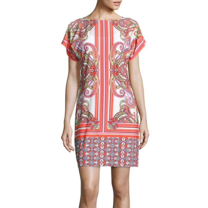 Studio 1 Short-sleeve Paisley Shift Dress