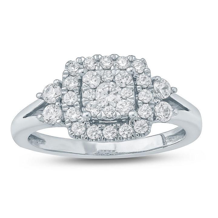 Womens 3/4 Ct. T.w. White Diamond 10k Gold Engagement Ring