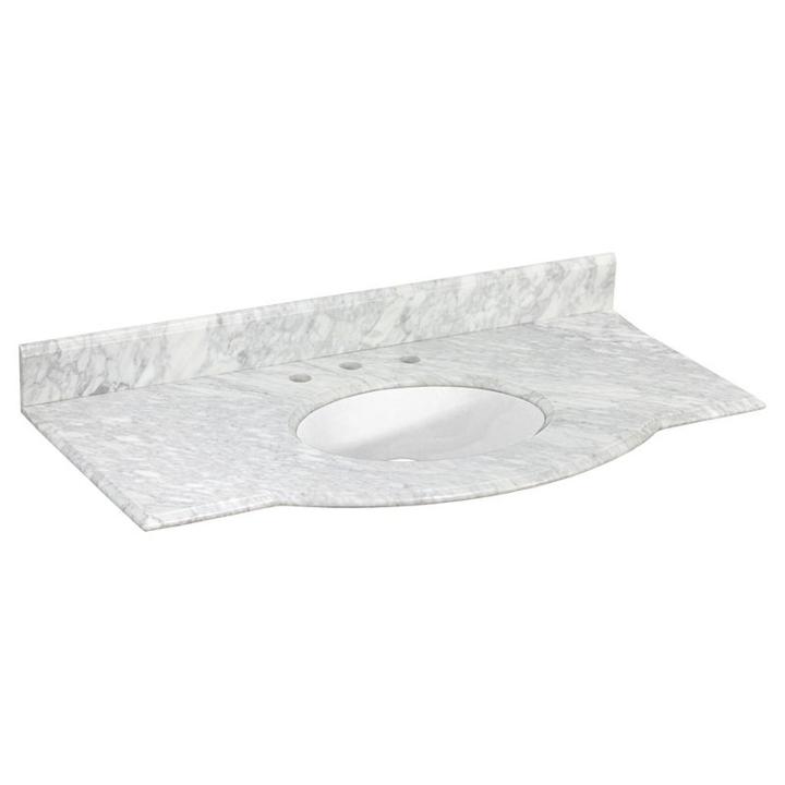 43.5-in. W 23.5-in. D Marble Top With Backsplash In Beige Color For 3h8-in. Faucet - White Um Sink