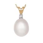 Cultured Freshwater Pearl & Diamond Accent 10k Yellow Gold Pendant Necklace