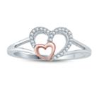 Womens Diamond Accent Genuine Diamond White 10k Gold Heart Cocktail Ring