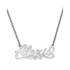 Personalized 16x40mm Diamond-cut Scroll Name Necklace
