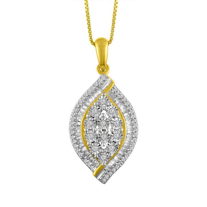 Womens 1/4 Ct. T.w. Genuine White Diamond 14k Gold Over Silver Pendant Necklace