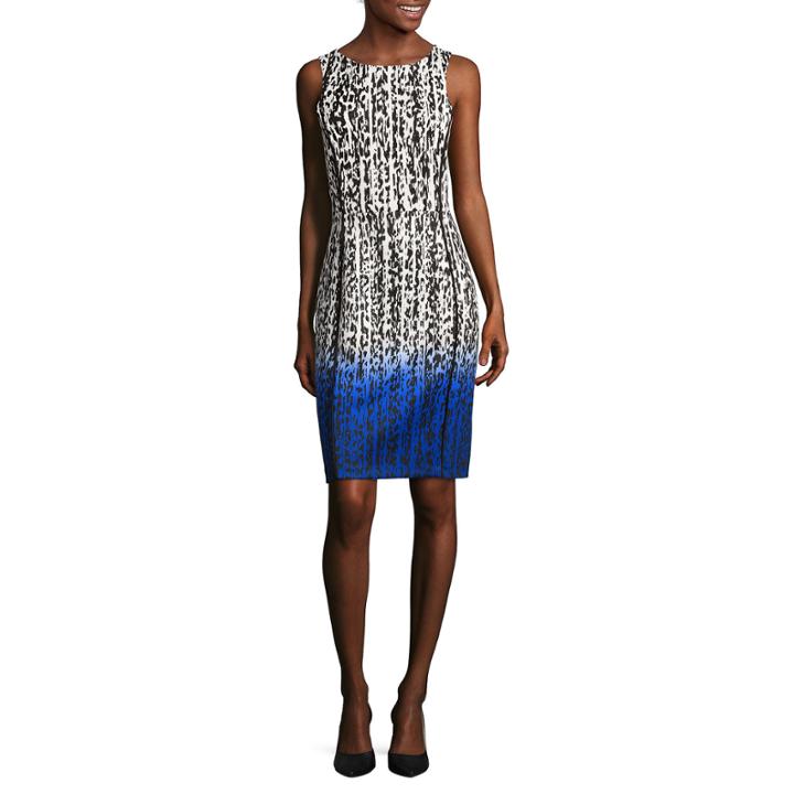 Worthington Sleeveless Piped Midi Sheath Dress