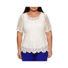 Worthington Short Sleeve Lace Shell - Plus