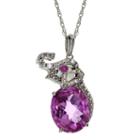 Lab-created Pink Sapphire, Ruby & White Sapphire Elephant Pendant Necklace