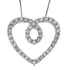 Womens 2 Ct. T.w. Genuine White Diamond Heart Pendant Necklace
