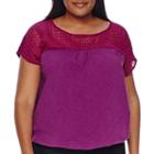 St. John's Bay Short-sleeve Lace Banded Top - Plus