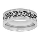 Mens Stainless Steel Woven Center Wedding Band