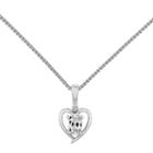 Womens Diamond Accent Genuine White Topaz Heart Pendant Necklace
