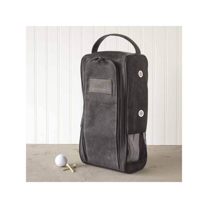 Personalized Wax Canvas Golf Shoe Bag