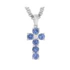 Limited Quantities Genuine Tanzanite And Diamond-accent Cross Pendant Necklace
