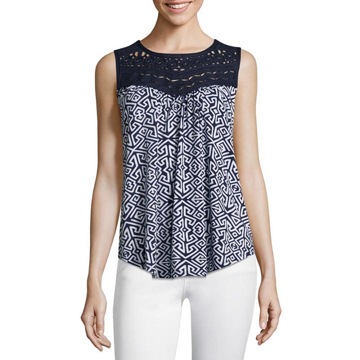 John Paul Richard Sleeveless Round Neck Jersey Blouse