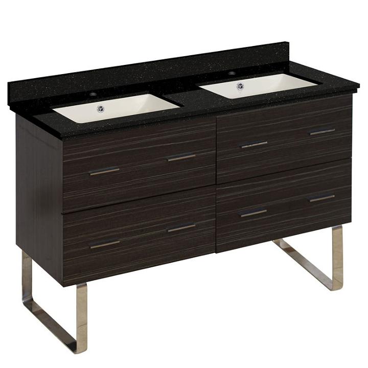 47.5-in. W Floor Mount Dawn Grey Vanity Set For 1hole Drilling Black Galaxy Top Biscuit Um Sink