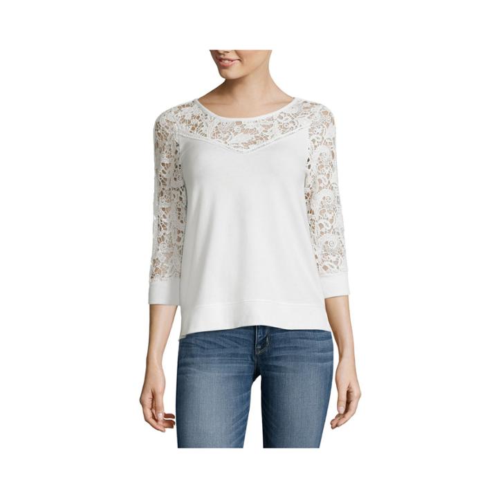 A.n.a Long Sleeve Sweatshirt-petites