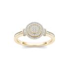 1/6 Ct. T.w. Diamond 10k Yellow Gold Round Cluster Engagement Ring