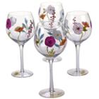 Certified International Rainbow Seeds Set Of 4 Hand Painted Wine Glasses