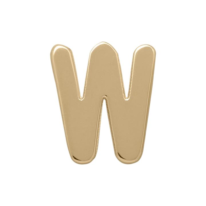 Teeny Tiny 10k Yellow Gold Initial W Single Stud Earring