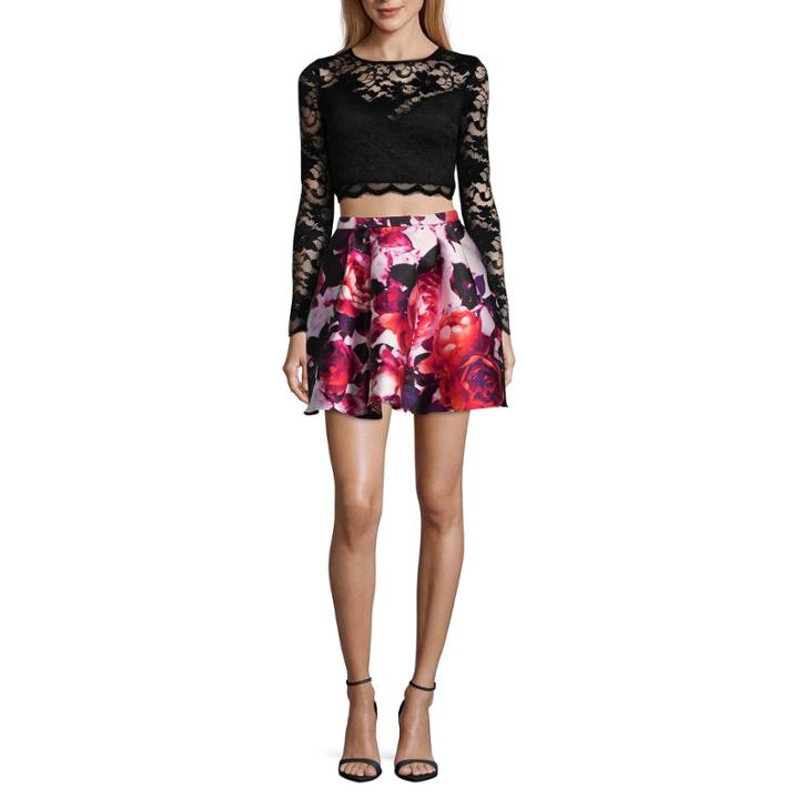 B. Darlin Lace Long Sleeve Party Dress-juniors