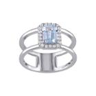 Genuine Sky Blue Topaz And Diamond-accent Split-band Ring
