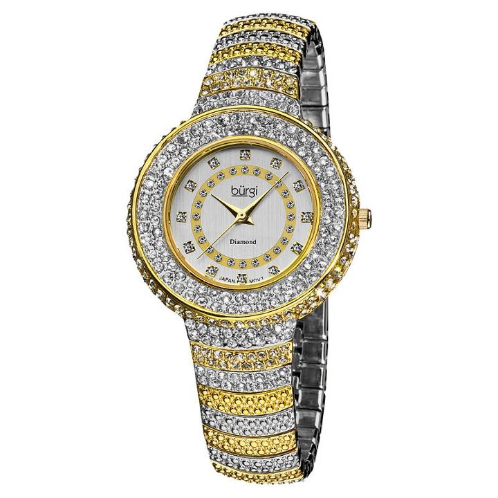 Burgi Womens Two Tone Strap Watch-b-048ttg