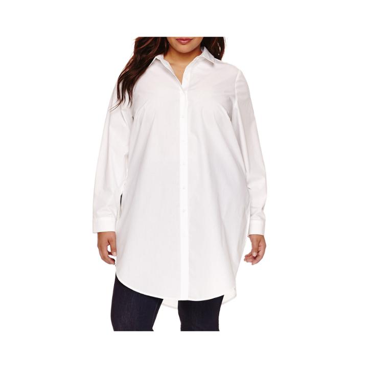 Boutique+ Long-sleeve Button-front Tunic Shirt - Plus