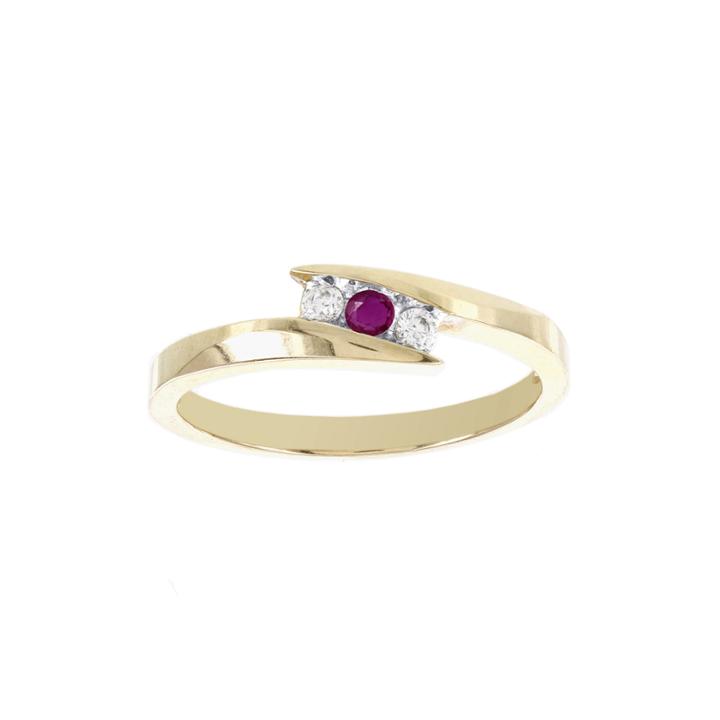 Lumastar Lead Glass-filled Ruby And Diamond-accent Promise Ring Yellow Gold Promise Ring