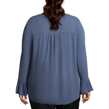 Unity World Wear Flounce Sleeve Embroidered Peasant Blouse - Plus