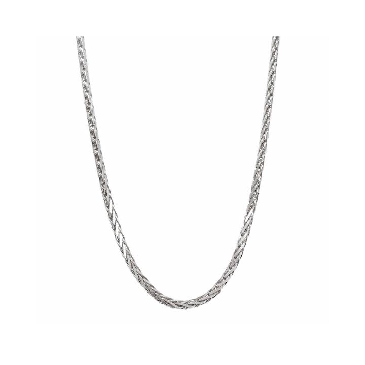 14k White Gold Diamond-cut Wheat Chain Necklace