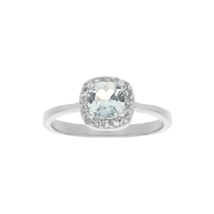 Cushion-cut Genuine White Topaz Sterling Silver Ring