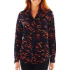 Liz Claiborne Long-sleeve Button-front Print Blouse