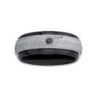 Mens Color Enhanced Black Diamond Accent Stainless Steel & Ceramic Wedding Band