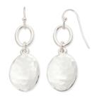 Liz Claiborne Silver-tone Hammered Double Drop Earrings