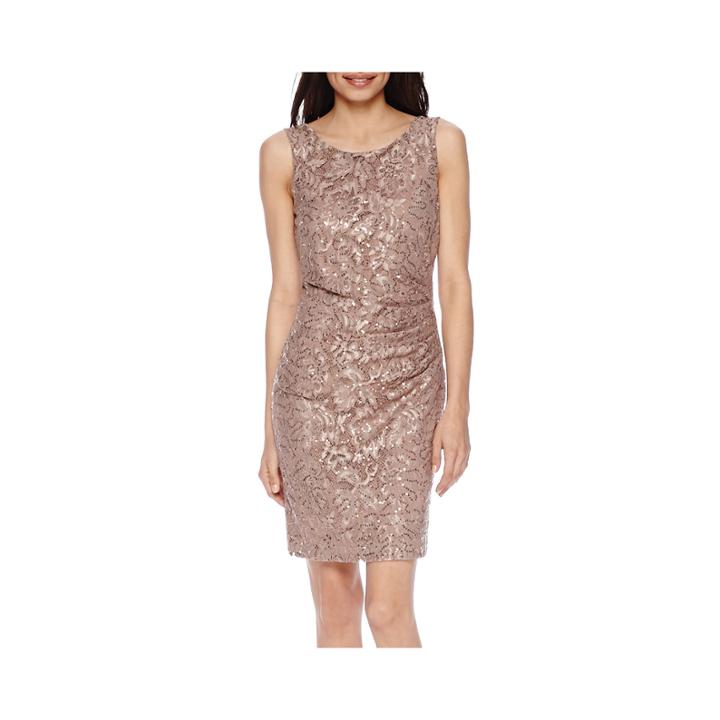 Scarlett Sleeveless Sequin Lace Sheath Dress - Petite