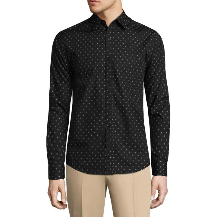 Haggar Long Sleeve Printed Button-front Shirt