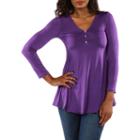 24/7 Comfort Apparel Three Button Henley Tunic Top