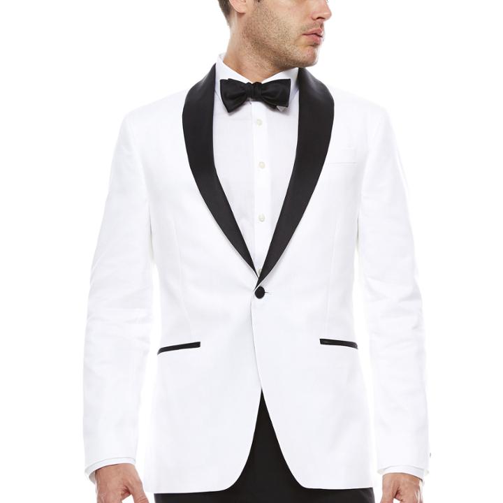 Jf J. Ferrar Stretch White Tuxedo Jacket- Slim Fit