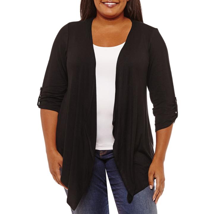 Byer California 3/4 Sleeve Open Front Cardigan-plus