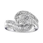 Diamond Blossom 1 Ct. T.w. Diamond 10k White Gold Swirl Ring
