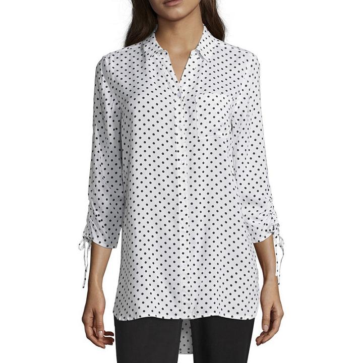 Liz Claiborne 3/4 Sleeve Button-front Shirt
