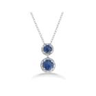 Womens Blue Sapphire Sterling Silver Pendant Necklace