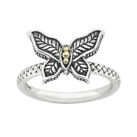Personally Stackable Butterfly Two-tone Ring