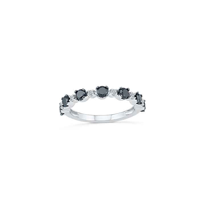 3/4 Ct. T.w. White And Color Enhanced Black Diamond Sterling Ring