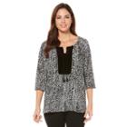 Rafaella 3/4 Sleeve Balloon Sleeve Peasant Top